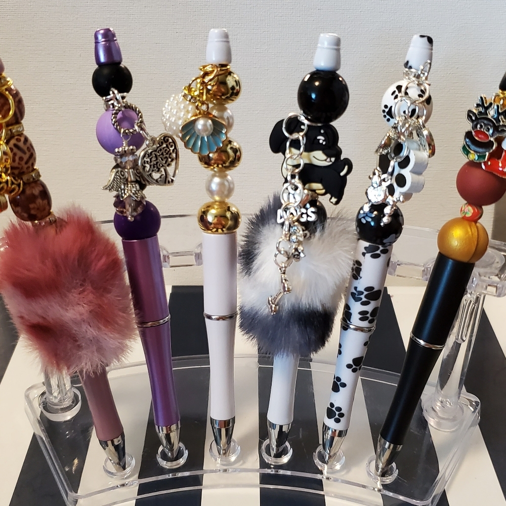 Home Crafted Beaded Pens with charms